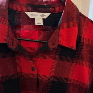 Old Navy Red and Black Plaid Button Down Shirt